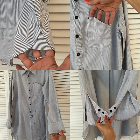 American Colors by Alex Lehr Shirt dress, pinstripe, long sleeve, Size M, cotton - Picture 8 of 11